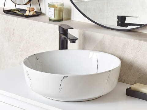 Lavoare - Lavoar pe blat HOPI ⌀ 42 cm Ceramică Alb marmură