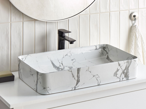 Lavoare - IPALA countertop washbasin 62 x 35 cm Ceramic Marble white