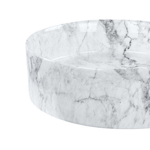 Lavoar pe blat MANIS ⌀ 40 cm Ceramică Alb marmură [3]
