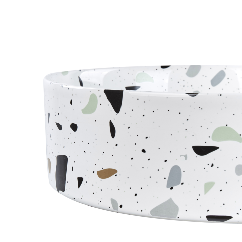 Countertop washbasin NULES ⌀ 40 cm Ceramic Terrazzo white [3]