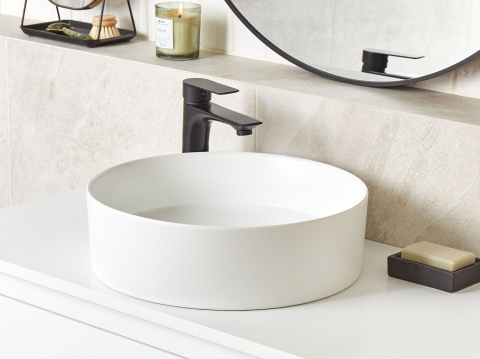 Lavoare - TEBAR Countertop Washbasin ⌀ 40 cm Ceramic Off-white