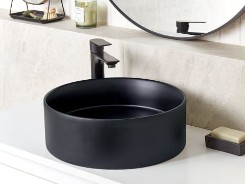 Lavoare - Lavoar pe blat TEBAR ⌀ 40 cm Ceramică Negru