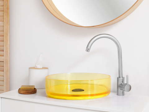 Lavoare - TOLOSA countertop washbasin ⌀ 36 cm Acrylic composite Yellow