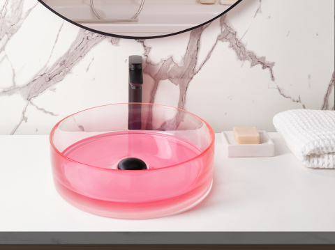 Lavoare - Lavoar pe blat TOLOSA ⌀ 36 cm Compozit acrilic Roz