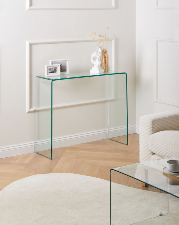 Masă consolă - KENDALL console table Tempered glass Transparent