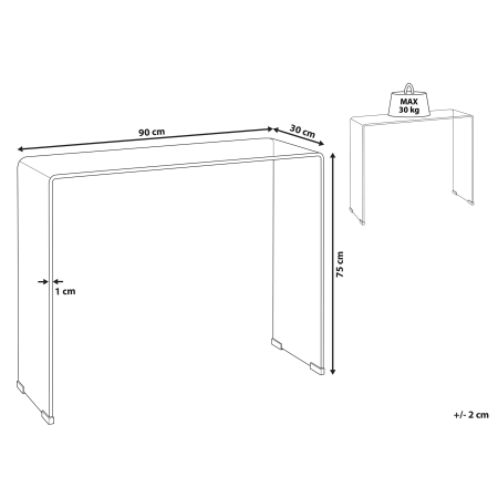 Masă consolă KENDALL Sticlă securizată Transparent [2]