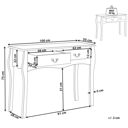 Masă consolă KLAWOCK Negru [2]