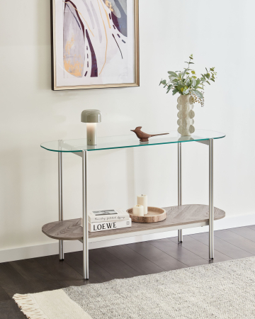 Masă consolă - Console table LOVELL Tempered glass Silver
