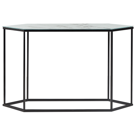 Masă consolă PERRIN Sticlă securizată Marmură/Negru [3]