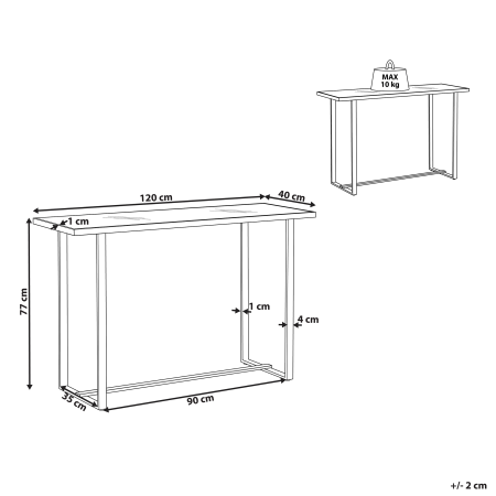 Masă consolă PLANO Sticlă securizată Alb marmură [2]
