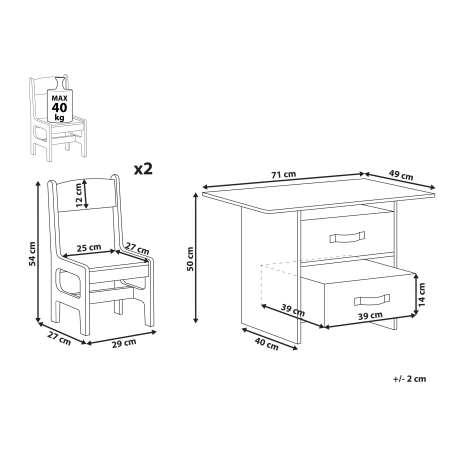 Masă cu scaune pentru copii YALGOO Alb [2]