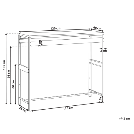 Masă de bar pentru exterior MAENZA Negru 40 cm 120 cm Metal [2]