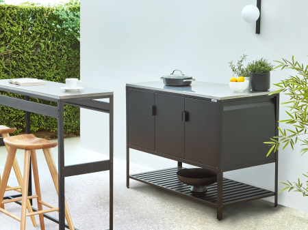 Masă de bar - MAENZA outdoor bar table Black 40 cm 120 cm Metal