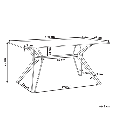 Masă de dining BALLINA Alb marmură 160 cm 90 cm Sticlă securizată [2]