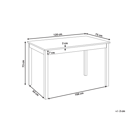 Masă de dining BARLEE Alb 120 cm 75 cm Lemn de plop [2]