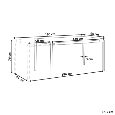 Masă de dining extensibilă AVIS Negru 140/190 cm 90 cm [2]