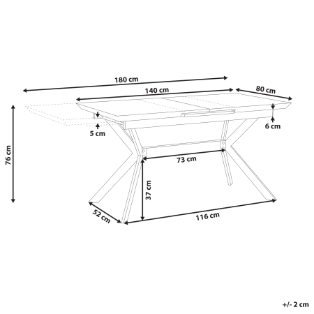Masă de dining extensibilă BENSON Gri deschis 140/180 cm 80 cm [2]