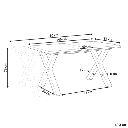 Masă de dining extensibilă BRONSON Maro închis 140/180 cm 90 cm [2]