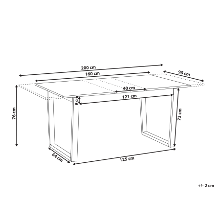 Masă de dining extensibilă CAMDEN Frasin deschis 160/200 cm 95 cm [2]