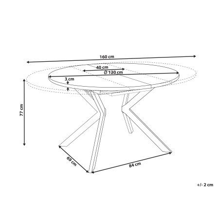 CARLEA extendable dining table Light brown 120/160 cm 120 cm [2]