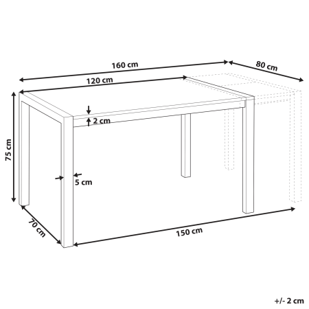 Extendable dining table GRANADA Black 120/160 cm 80 cm [2]