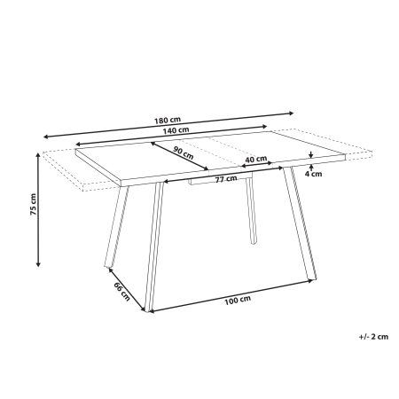 HARLOW extendable dining table Brown 140/180 cm 90 cm [2]