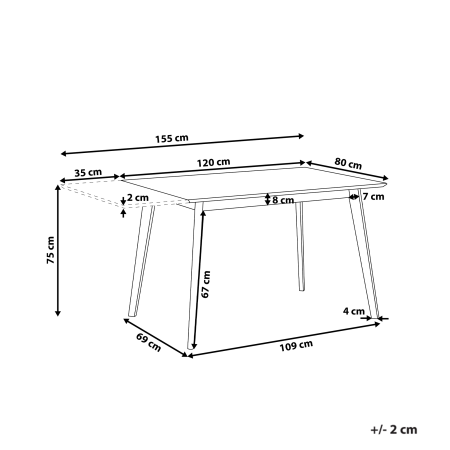 Masă de dining extensibilă MEDIO Alb 120/155 cm 80 cm [2]