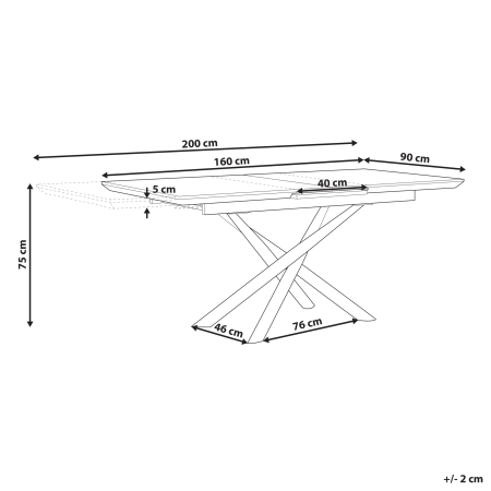 Masă de dining extensibilă MOIRA Alb 160/200 cm 90 cm [2]