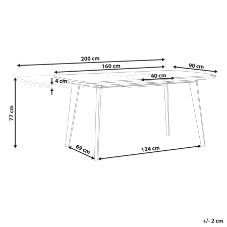 Masă de dining extensibilă MOSBY Marmură/Auriu 160/200 cm 90 cm [2]