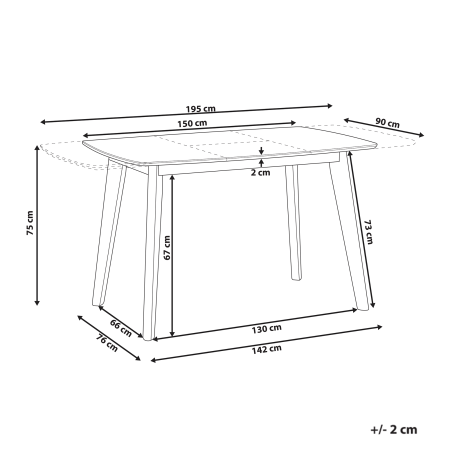 Masă de dining extensibilă SANFORD Alb 150/195 cm 90 cm [2]