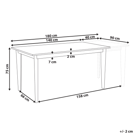 Masă de dining extensibilă SOLA Alb 140/180 cm 90 cm [2]