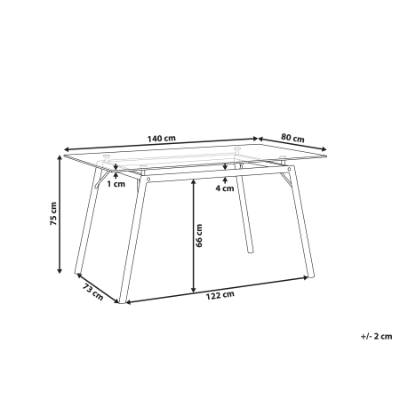 Masă de dining KAMINA Maro deschis 140 cm 80 cm Sticlă securizată [2]