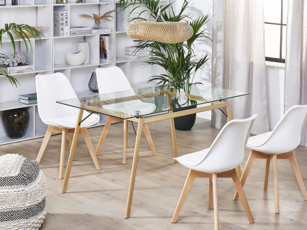 Mese - Masă de dining KAMINA Maro deschis 140 cm 80 cm Sticlă securizată