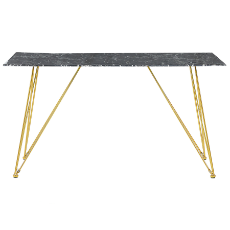 Dining table KENTON Black marble 140 cm 80 cm Tempered glass [3]