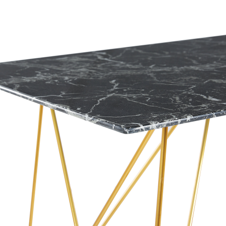 Dining table KENTON Black marble 140 cm 80 cm Tempered glass [4]