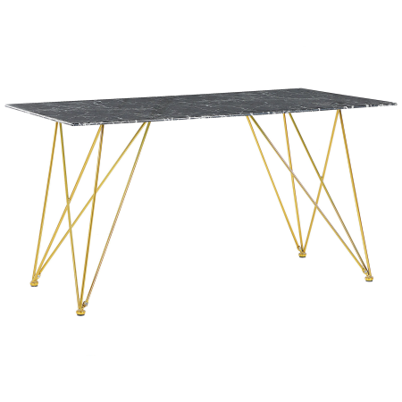Dining table KENTON Black marble 140 cm 80 cm Tempered glass [1]