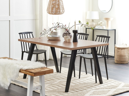 Mese - Masă de dining LENISTER Maro/Negru 150 cm 90 cm