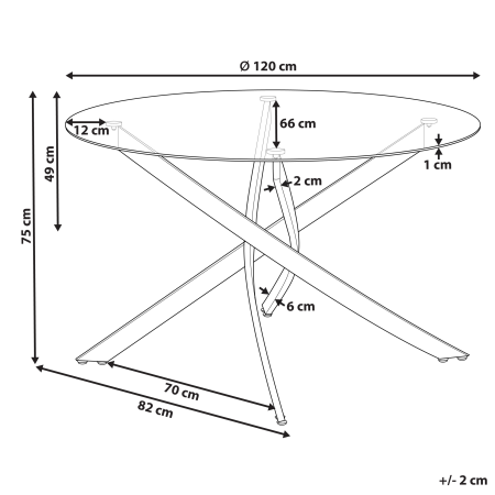 Masă de dining MARAMO Auriu 120 cm 120 cm Sticlă securizată [2]