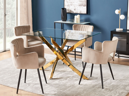 Mese - Masă de dining MARAMO Auriu 120 cm 70 cm Sticlă securizată