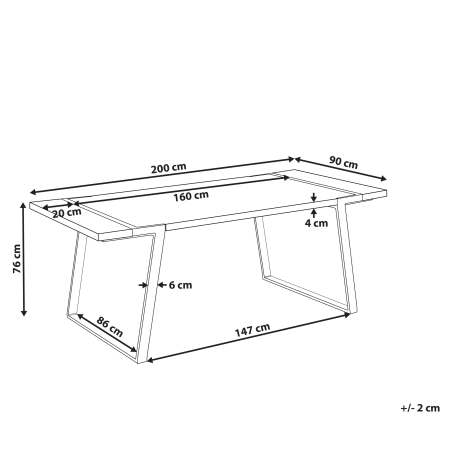 Masă de dining MARTYNIKA Alb marmură 200 cm 90 cm [2]