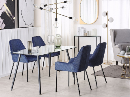 Masă dining - Masă de dining MIDLAND Negru 140 cm 80 cm Sticlă securizată