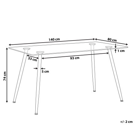 MIDLAND dining table Black 140 cm 80 cm Tempered glass [2]