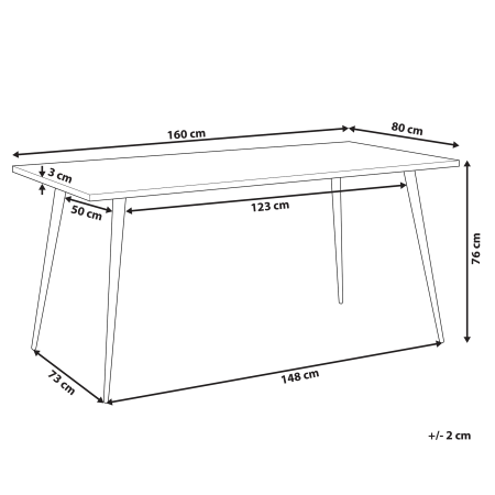 Masă de dining SANTIAGO Alb marmură 160 cm 80 cm [2]