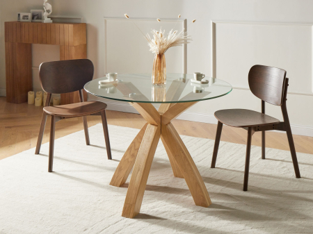 Tables - YAPP dining table Light brown 100 cm 100 cm Tempered glass