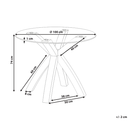 Masă de dining YAPP Maro deschis 100 cm 100 cm Sticlă securizată [2]