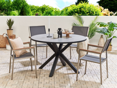Masă rotundă - Masă dining de exterior MALETTO 120 cm 120 cm Sticlă Gri
