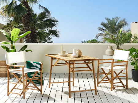 Masă pliabilă - Masă dining de exterior MOLISE 120 cm 69 cm Lemn de bambus Maro deschis