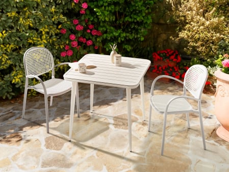 Mese - Masă dining de exterior NATURNO 80 cm 80 cm Metal Bej deschis