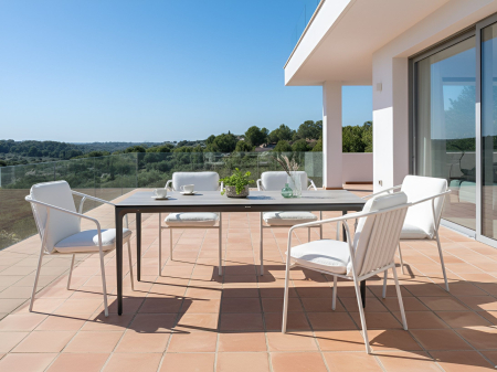 Mese - Masă dining de exterior SOVARETO 180 cm 90 cm aspect lemnos Gri deschis