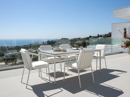 Tables - Outdoor dining table SOVARETO 180 cm 90 cm wood look Light grey